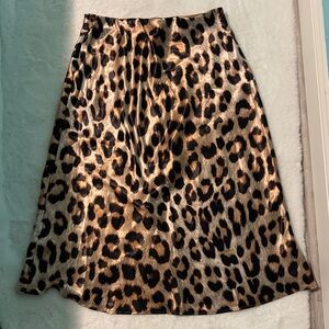 Leopard Print Women's Satin Skirt